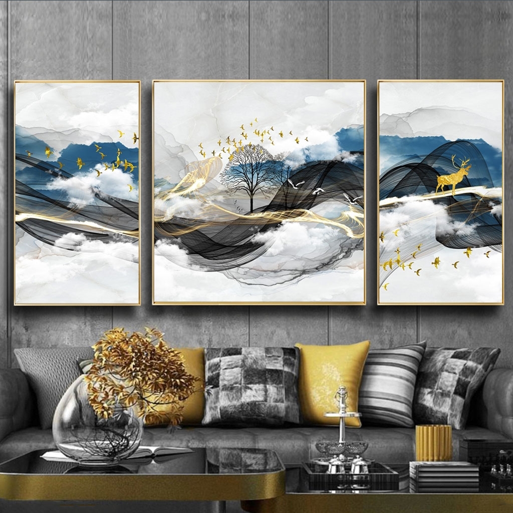 Tranh sơn thủy, dãy núi trùng điệp phong cảnh đẹp