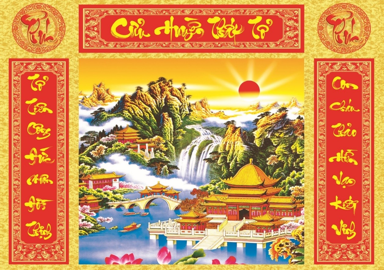 Tranh thờ cửu huyền thất tổ trang trí ý nghĩa đạo lý uống nước nhớ nguồn