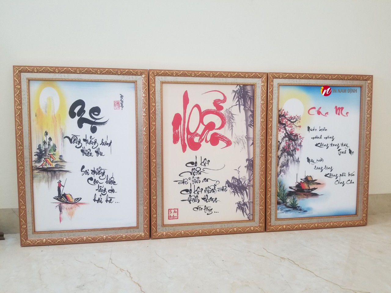 Tranh thư pháp cha mẹ quà tặng ý nghĩa trang trọng trọn vẹn chữ hiếu ân tình