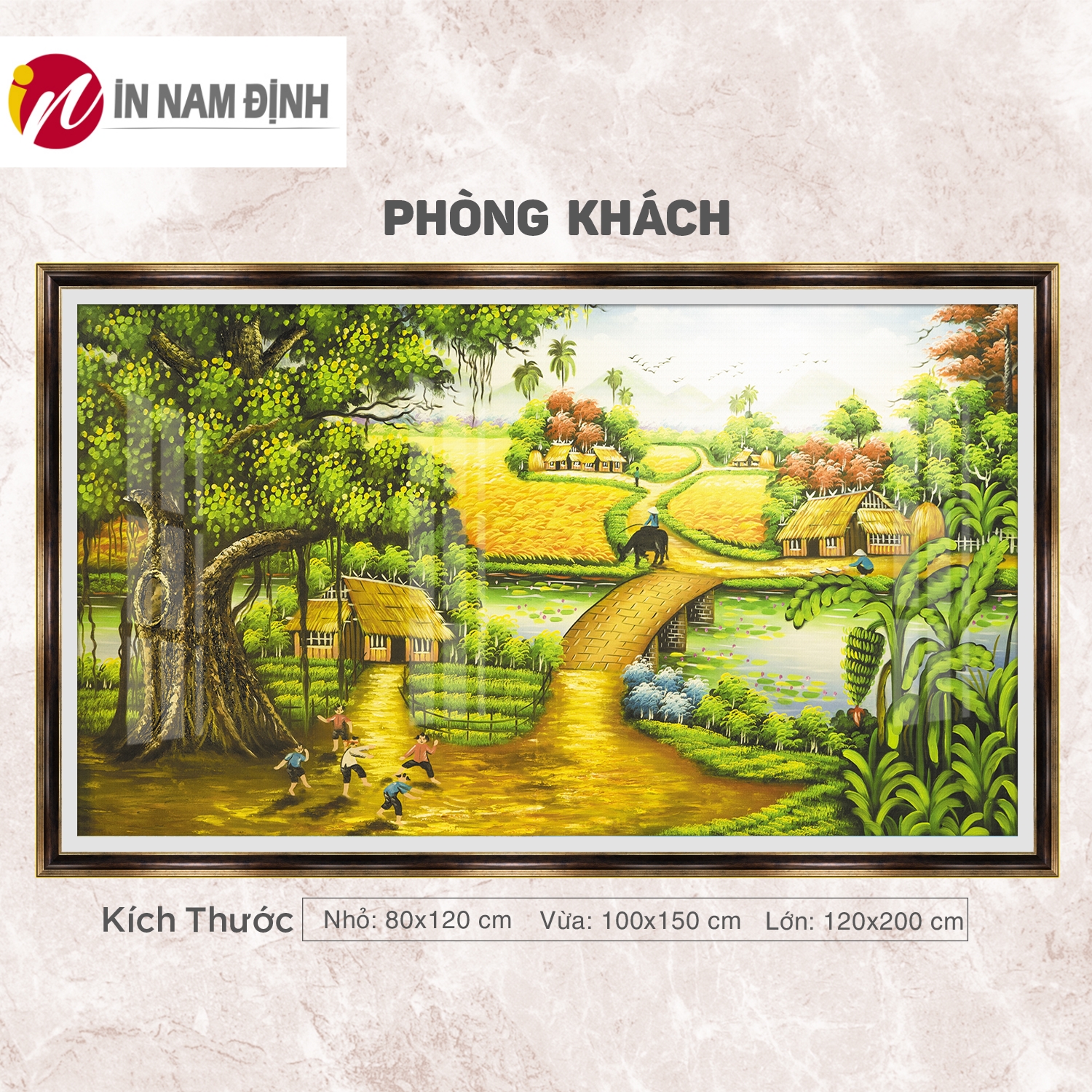 Tranh tráng gương đồng quê trang trí cát tường ấm áp yêu thương