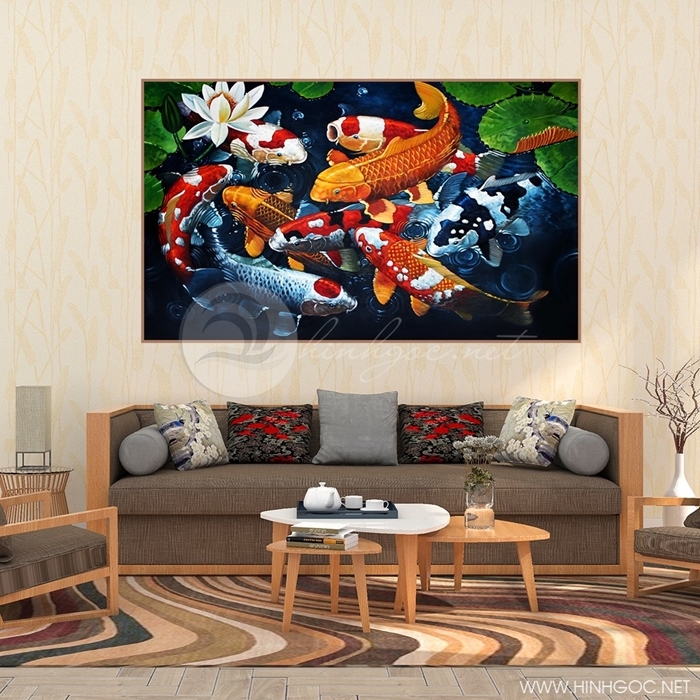 Tranh treo tường, cửu ngư quần hội ý nghĩa, cách treo