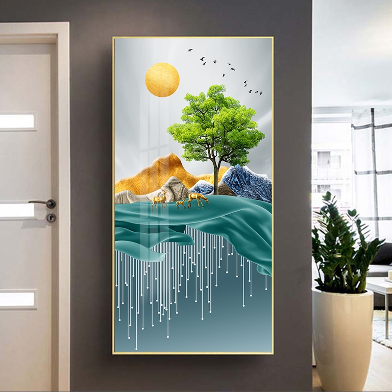 Tranh treo tường, hươu nai tượng trưng cho tài lộc, sum vầy hạnh phúc