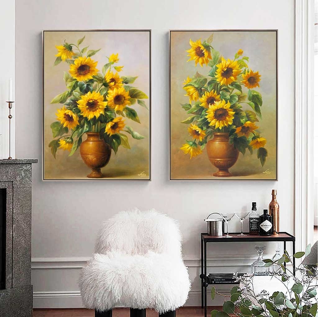 Tranh treo tường, tranh hoa hướng dương tình yêu vĩnh cửu