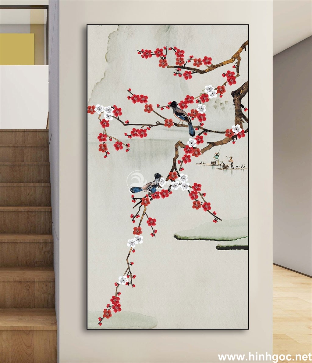 Treo tranh hoa đào ngày tết biểu tượng của sự đổi mới sinh sôi nảy nở