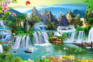 Tuyển tập bộ tranh dán tường sơn thủy hữu tình đẹp nhất trang trí ý nghĩa