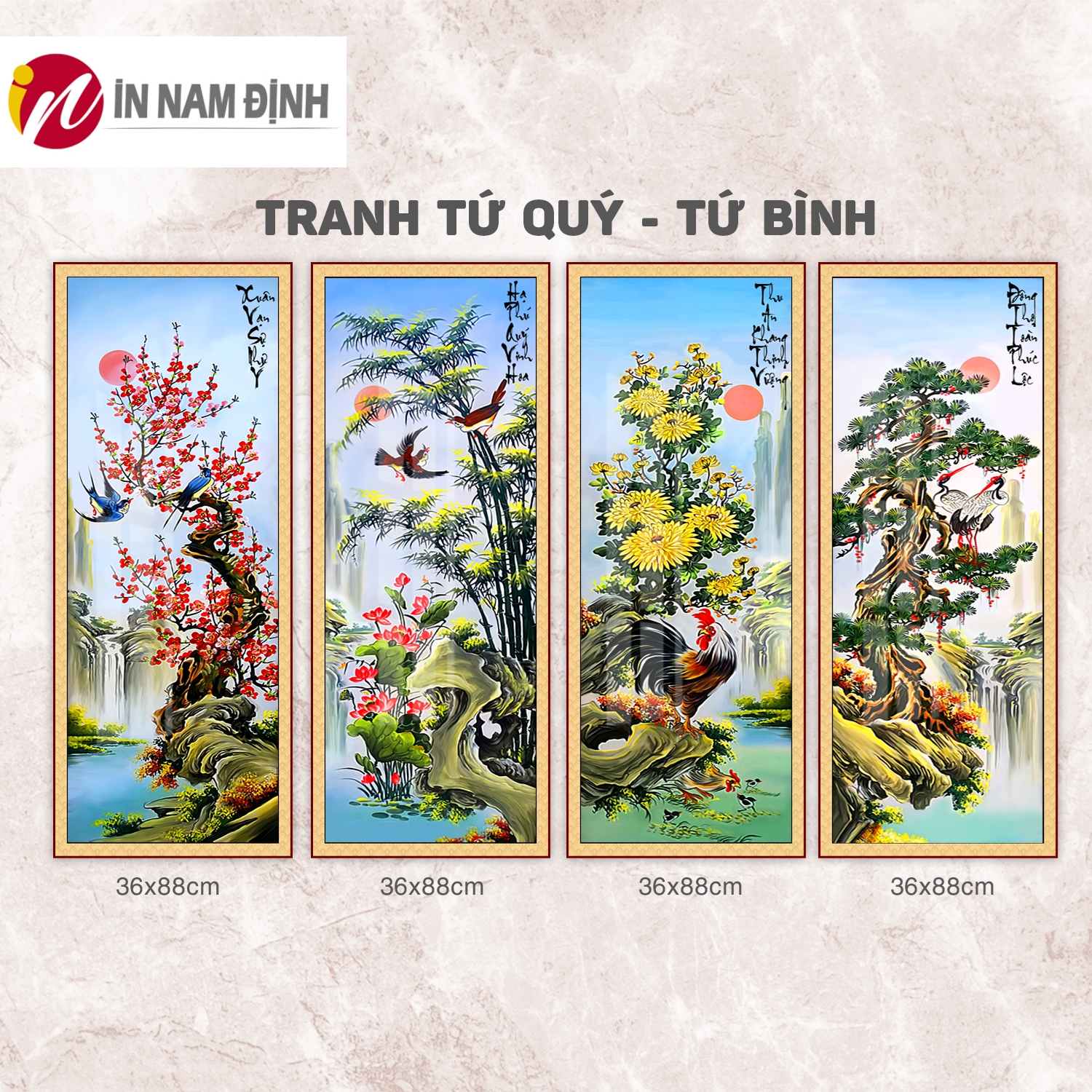 Tuyệt chiêu cách treo bộ tranh xuân hạ thu đông rước lộc tài như ý