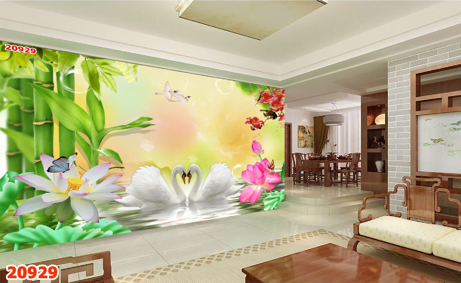 Tuyệt chiêu, trang trí tranh dán tường 3d hiện đại sang chảnh cát tường