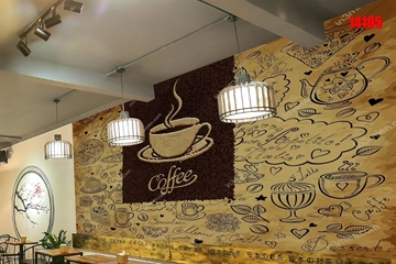 Xịn sò, top mẫu tranh dán tường 3d quán cà phê trang trí cát tường độc đáo