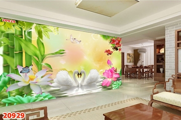 Xịn sò, tranh dán tường khổ lớn phòng khách trang trí kiến tạo không gian cát tường