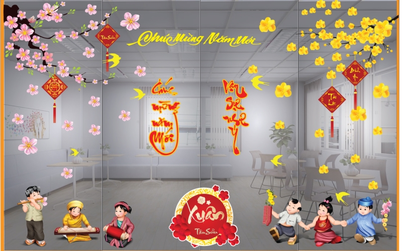 Xịn sò, tranh decal trang trí tết sang chảnh hút lộc tài đón xuân sum vầy