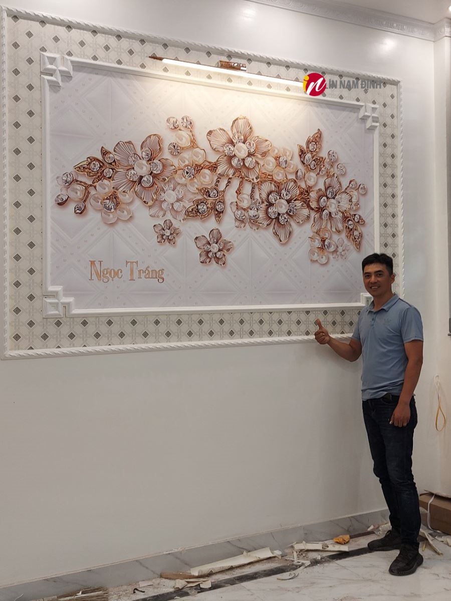 Xịn sò tranh hoa đá giả ngọc 3d trang trí sang chảnh rước lộc tài vượng khí