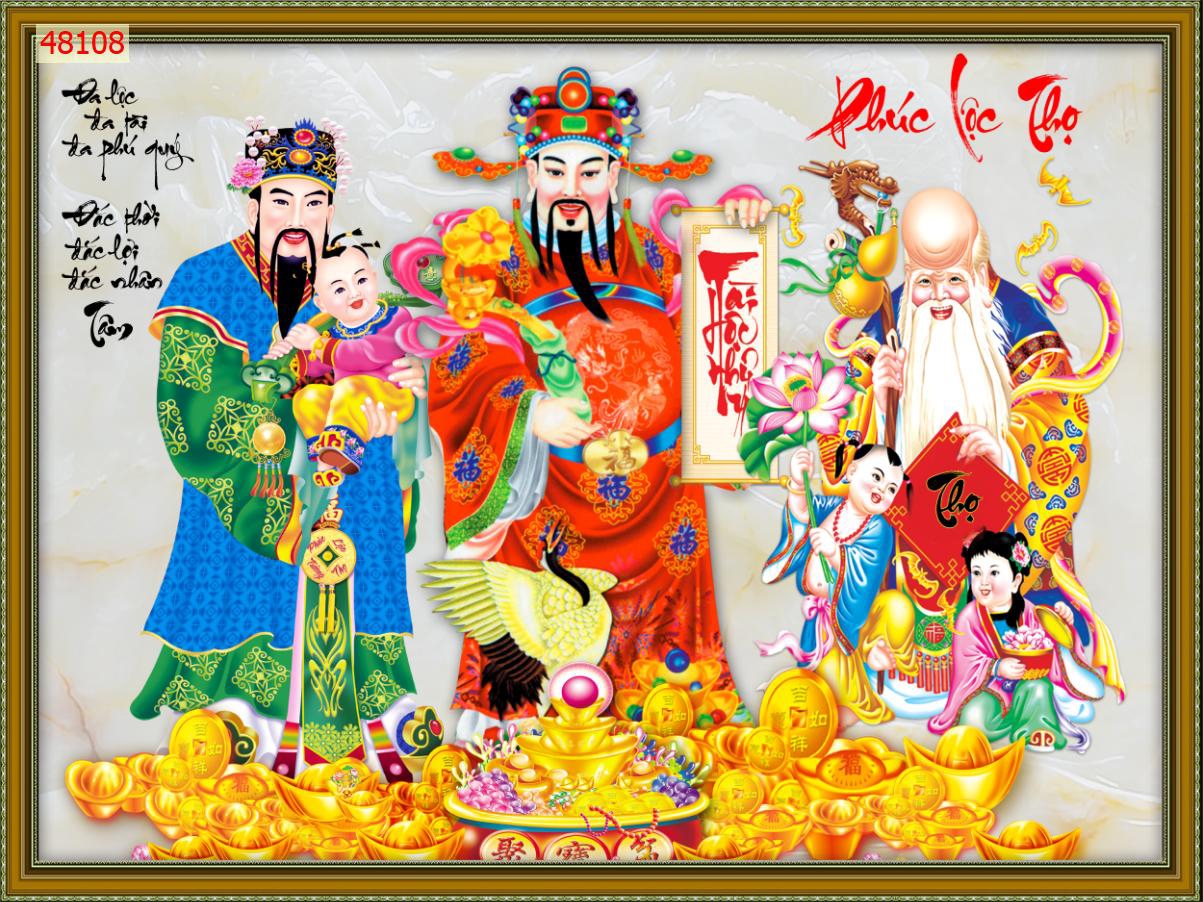 Xịn xò, tranh dán tường phúc lộc thọ trang trí hút lộc tài, vượng khí