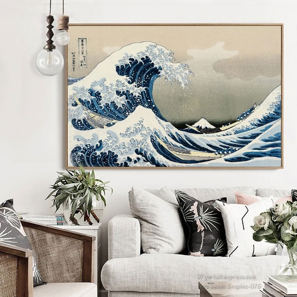 Ý nghĩa tranh sóng lừng ngoài khơi trang trí cát tường nghệ thuật