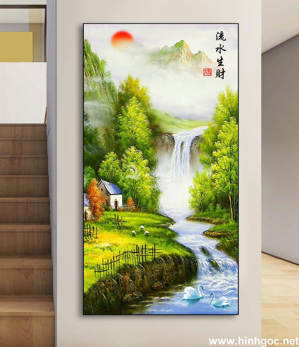 Tranh dán tường 3D Hàn Quốc tranh vẽ phong cảnh thiên nhiên công viên  vườn hoa W020