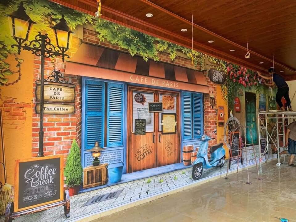 Tranh dán tường cho quán cà phê: Dễ dàng thay đổi kiểu tranh