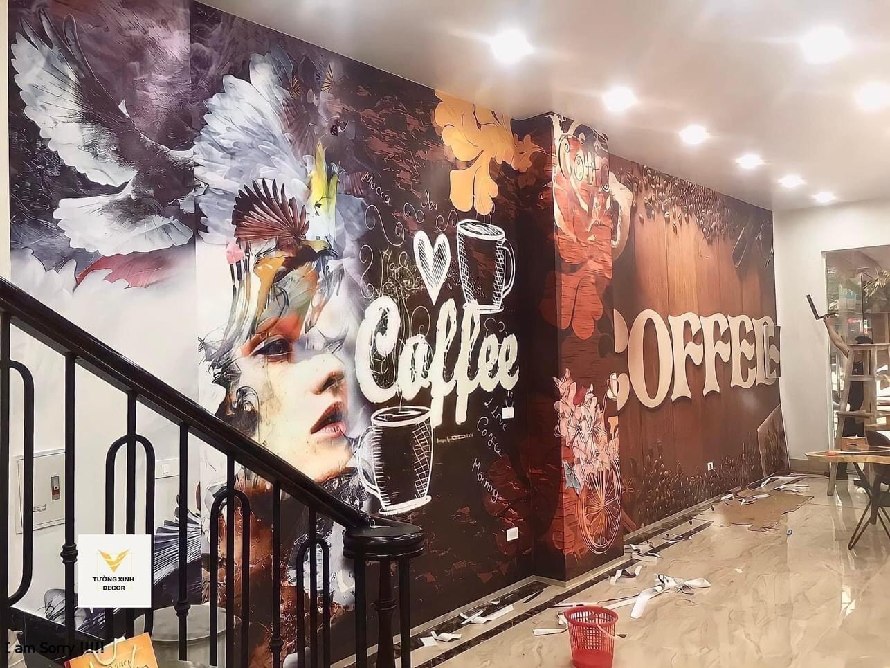 Tranh dán tường trang trí quán cà phê: Phù hợp mọi phong cách thiết kế