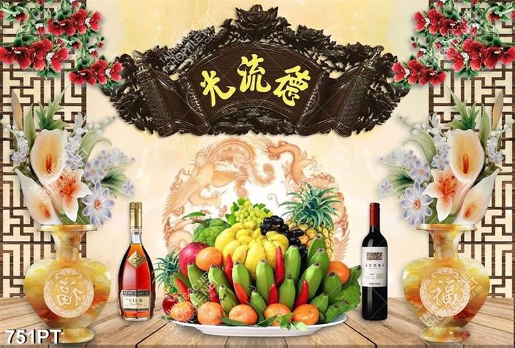 Tranh hoa quả treo bàn thờ thể hiện nét văn hóa tâm linh của người Việt chúng ta.