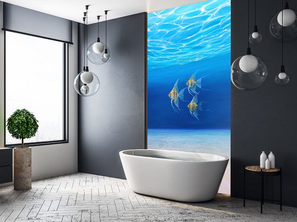 tranh kính 3d phòng tắm trang trí lãng mạng chống ấm, nấm mốc tường tốt