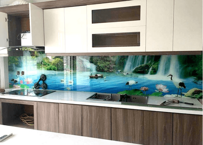 tranh kính 3d ốp bếp đẹp sang chảnh kiến tạo không gian bếp ấm cúng