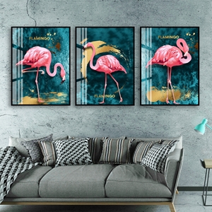 Bộ 3 tranh chim hồng hạc treo tường đẹp