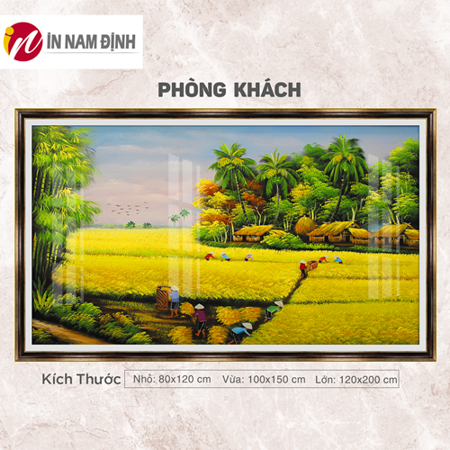 Tranh phong cảnh làng quê cánh đồng lúa vàng