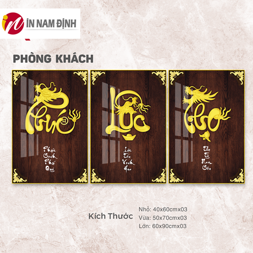 Tranh bộ 3 bức phúc lộc thọ chuẩn đẹp