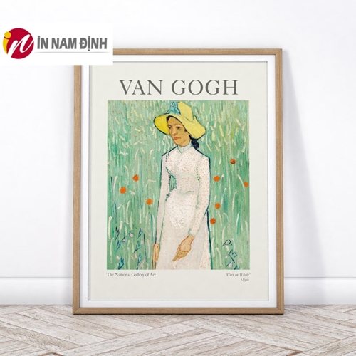 Tranh tối giản chân dung thiếu nữ mặc áo dài