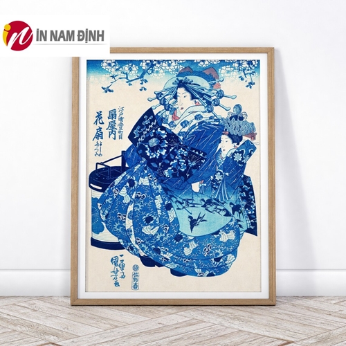 Tranh tối giản chân dung người phụ nữ Nhật