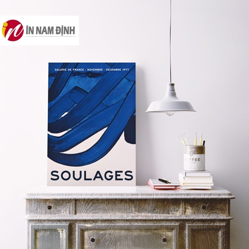 Tranh tối giản giản canvas hiện đại màu xanh